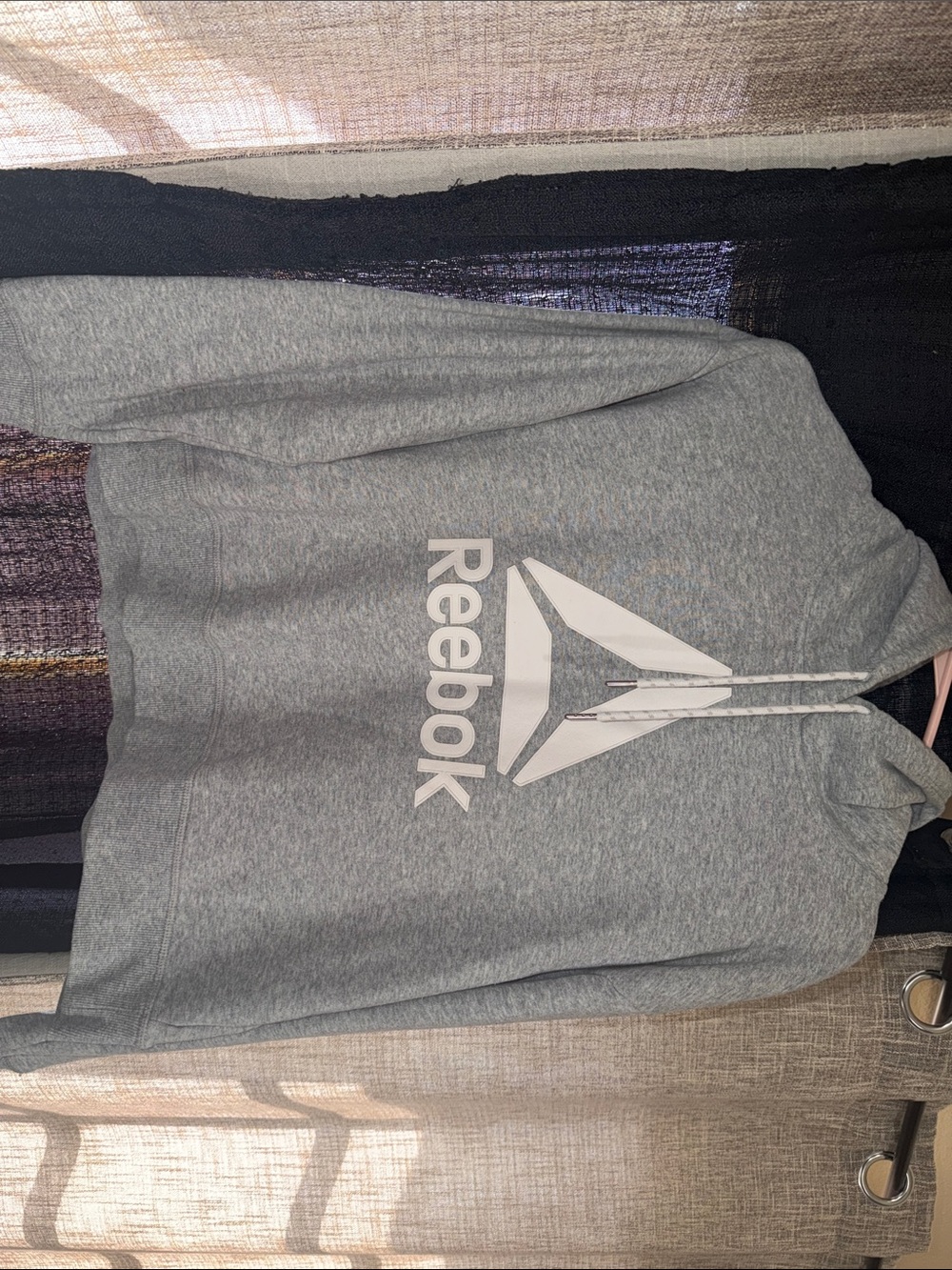 Reebok Light Gray Hoodie with White Logo